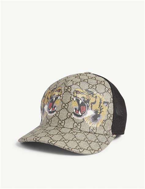 gucci cap men's tiger|Gucci tiger baseball cap brown.